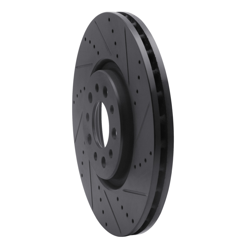 Alfa Romeo Tonale Brake Rotor (1) - Front Right - R1 Concepts - Drilled & Slotted - Black - `14-`25